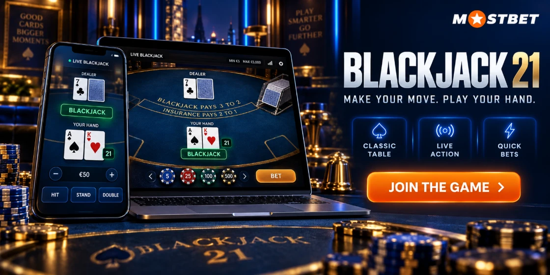 Blackjack online w Mostbet Casino – funkcje, bonusy i gra mobilna
